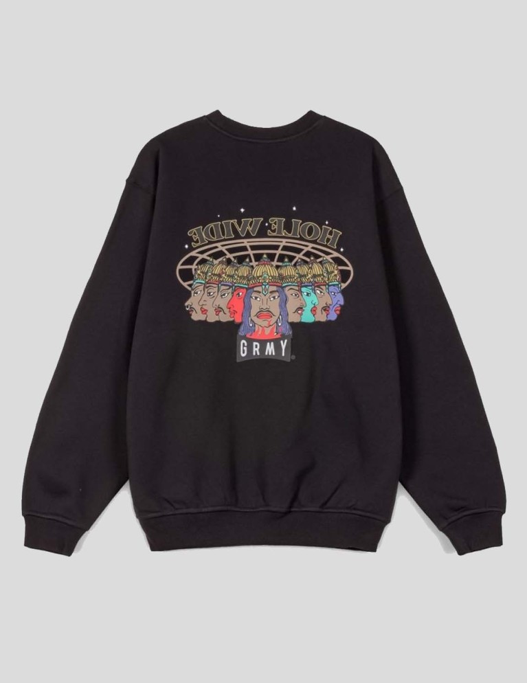 Sudadeira GRIMEY back at you vintage crew black